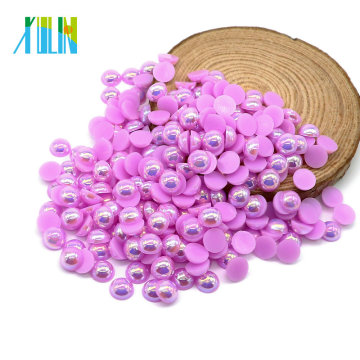 Perles décoratives perles colorées AB demi-perles en vrac, A11-Lt.purple AB